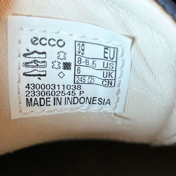 ECCO Soft 7 Women's 39/8-8.5 Navy Blue Leather Lace-Up Sneakers Extra Width - Picture 8 of 8